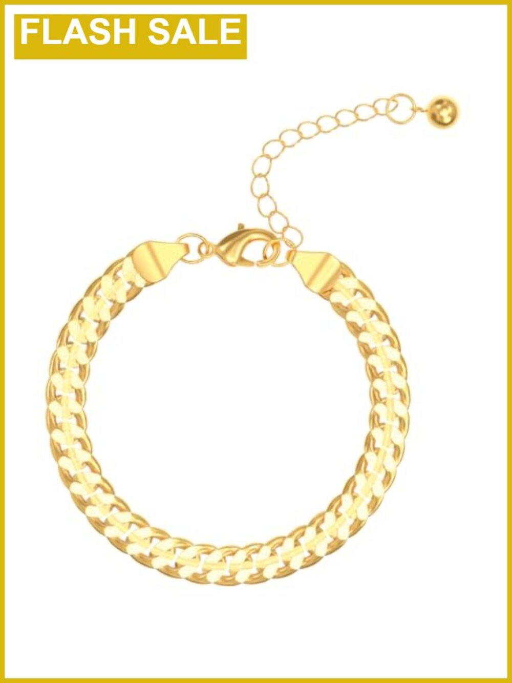 14K Gold Plated Cuban Link Bracelet Adjustable 6.2in Non-Tarnish Waterproof